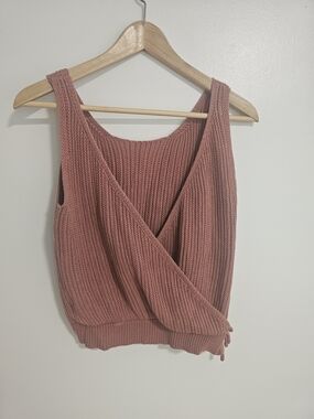 moon & madison Ribbed Wrap Tank Top Dusty Rose Size Medium